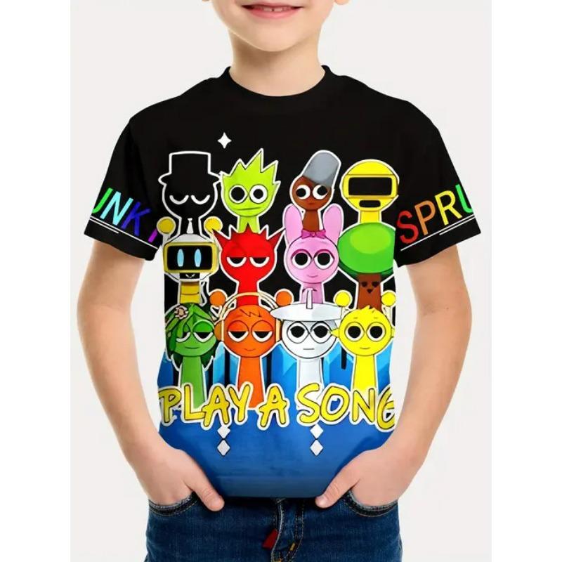 Детская футболка с 3D-принтом, футболка с короткими рукавами для мальчиков, детская летняя одежда с рисунком аниме, футболка с круглым вырезом