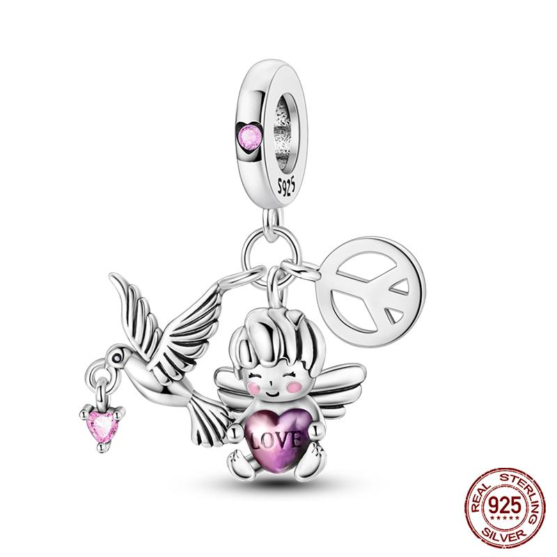 100% Медные Подвески Любовь и Мир Любовники Воздушный шар Сова Шармы Бусины Подходят для Оригинальных Браслетов Qikaola Изысканные DIY Ювелирные Изделия