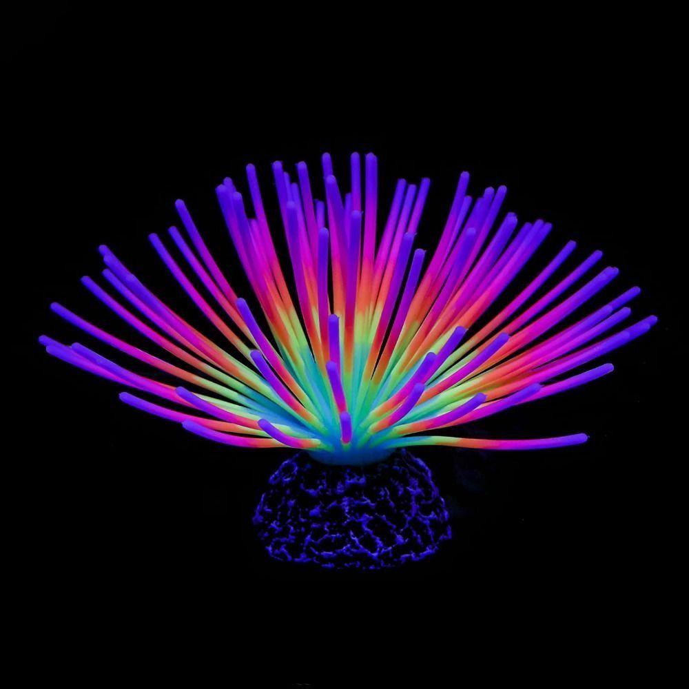 Имитация светящегося морского ежа, украшение для аквариума, флуоресцентная мягкая лампа для морского ежа, силиконовый искусственный светящийся коралловый орнамент