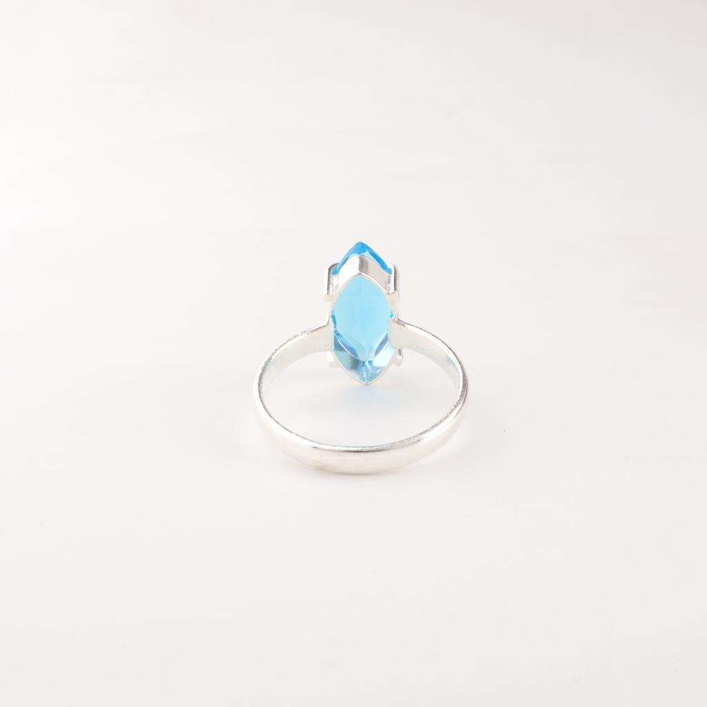 Швейцарский голубой топаз драгоценный камень 925 стерлинговое серебро ювелирные изделия ручной работы дизайнерское кольцо RR-65-3