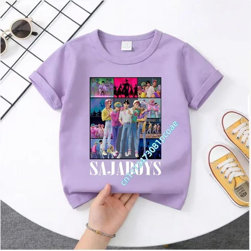 2026 New K-POP Saja Boys Print Short-Sleeved Spring Summer Clothing for Boys and Girls Cute Cotton T-shirt for Boys and Girls