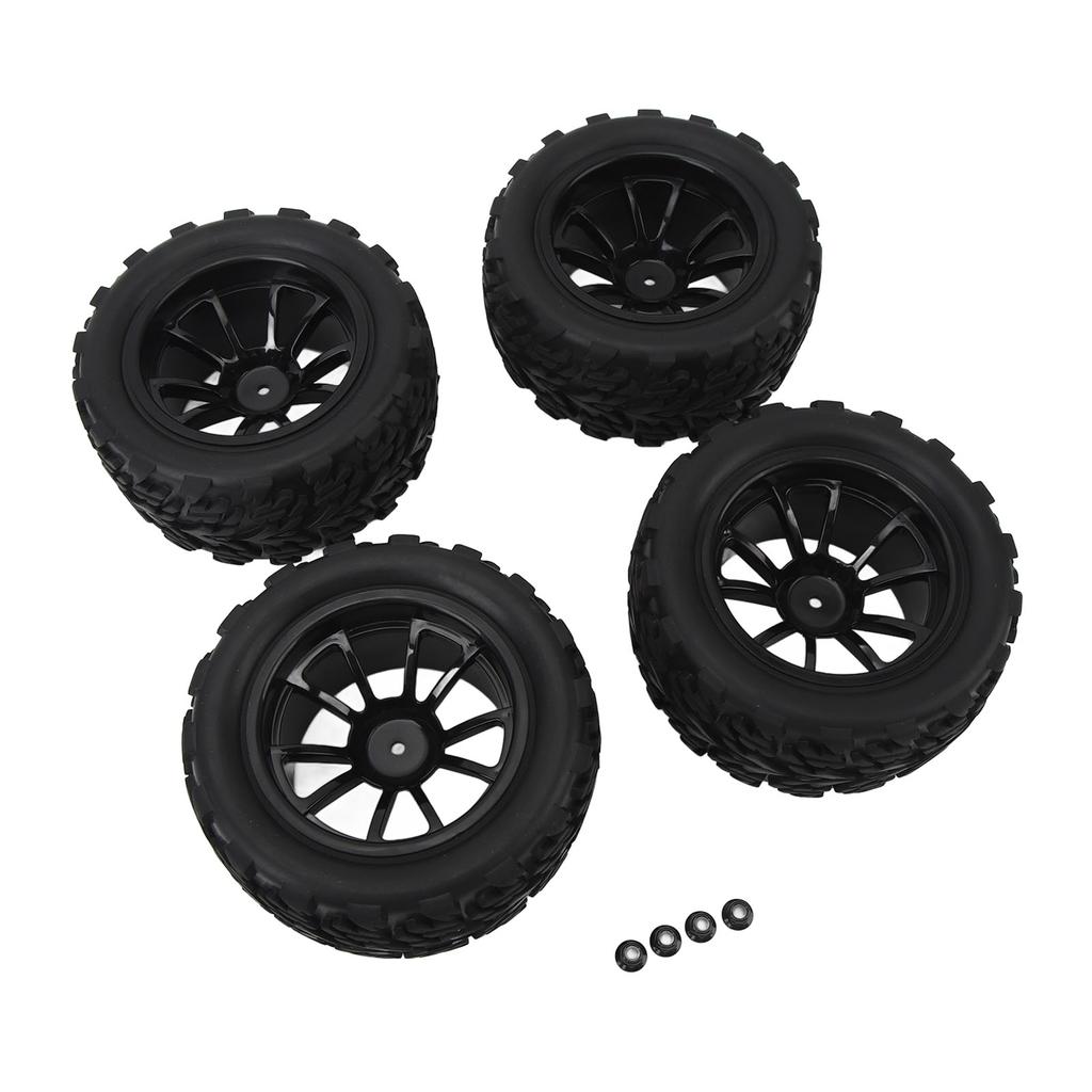 4pcs RC Car Wheels Tires Universal 10 Spoke Rims Rubber with M4 Lock Nut RC Car 1/10 Wheels Tires Fo