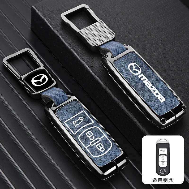 2025 Горячий Винтажный Стирка Водой Джинсовый Чехол для Брелока Автомобиля Для Mazda 2 3 5 6 Axela Atenza Demio CX-3 CX5 CX-7 CX-9 MX-5 2015-2019 Acc