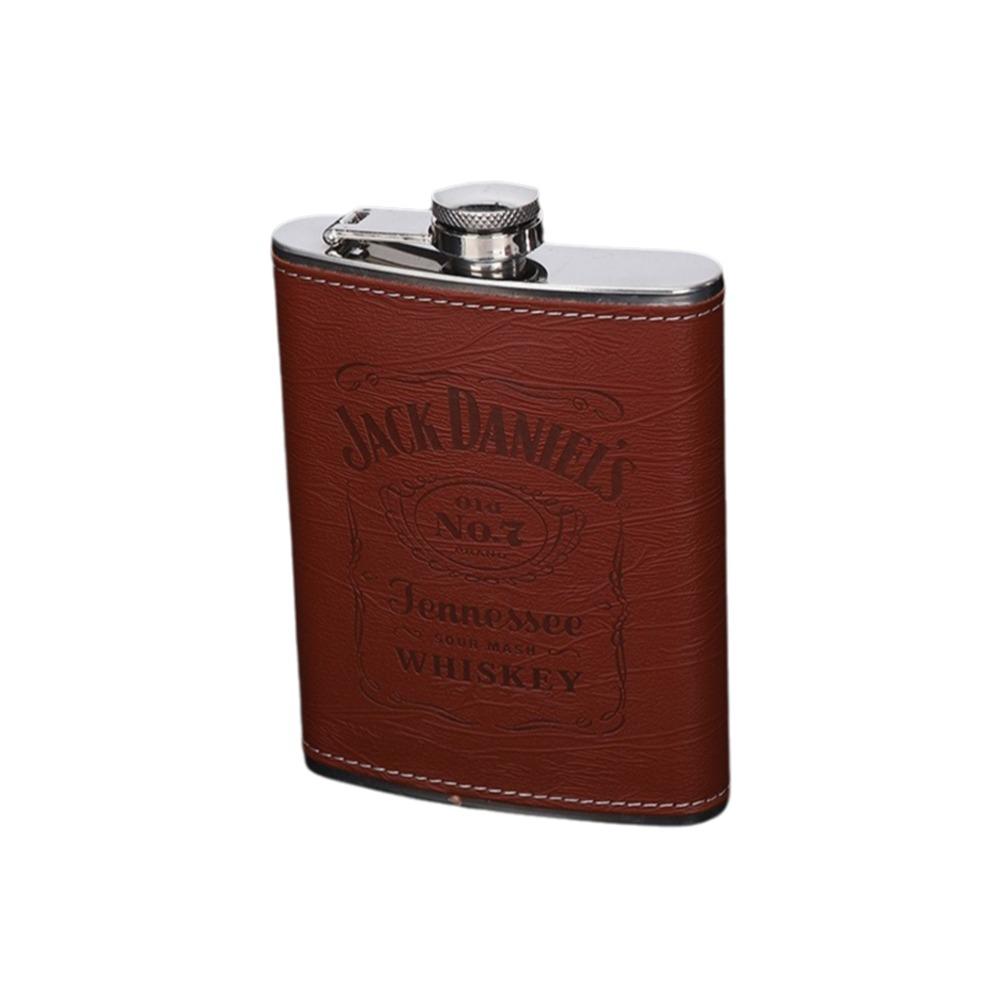 Portable 8oz Hip Flask Leather Covered Leakproof Drinking Water Bottle Mini Stainless Steel Wine Pot Outdoor