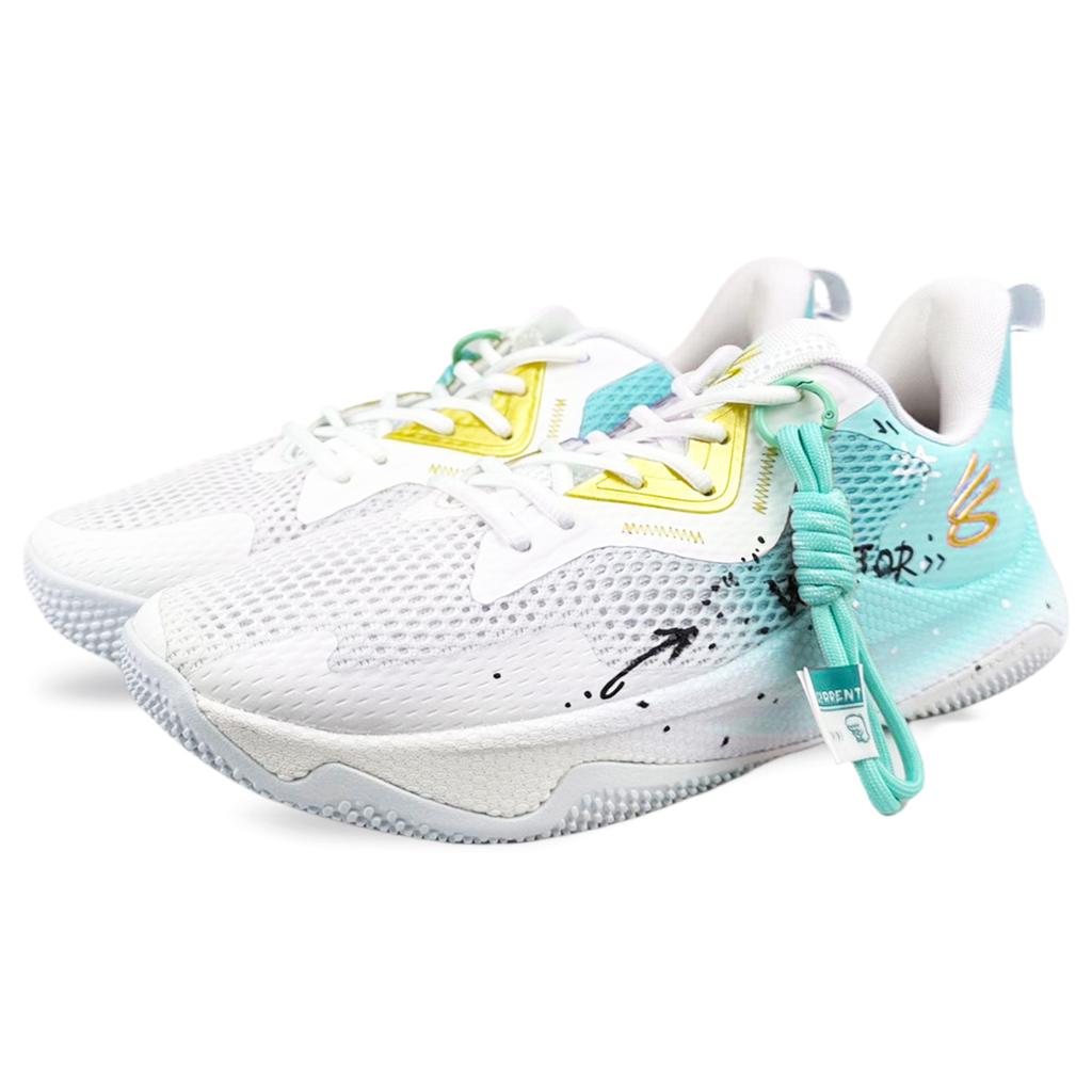 Under Armour Curry Splash 3 Нескользящие Устойчивые к истиранию Низкие Баскетбольные кроссовки Мужские Бело-синие 3026275-101(Команда40-)