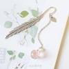 Alloy Feather Bookmark Dried Flowers Pendant Book Marker Teacher Gift Student Stationery School Office Supply Escolar Papelaria