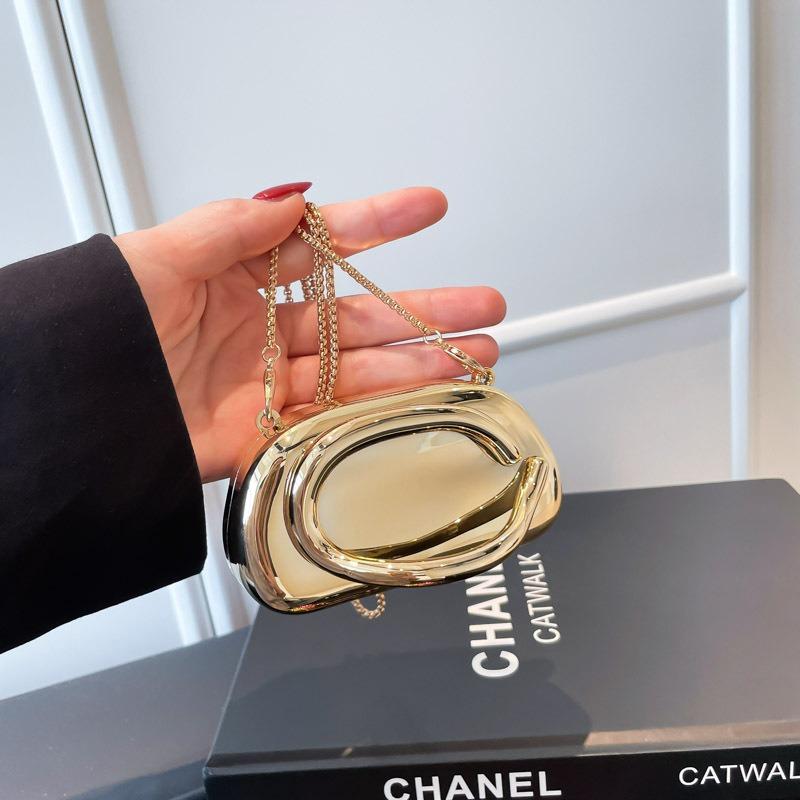 Женская сумка новая мода металлическая сумка на запястье персонализированная глянцевая цепочка сумка-мессенджер вечерняя сумка