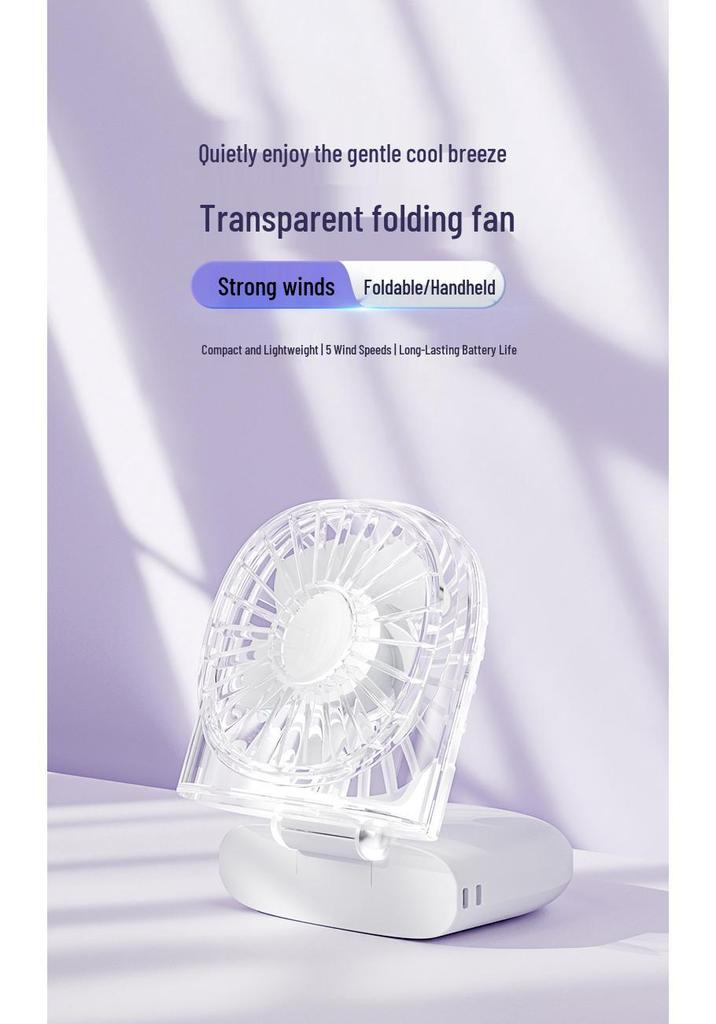 25th Anniversary Folding Transparent Mini Portable Neck Fan for Travel & Camping