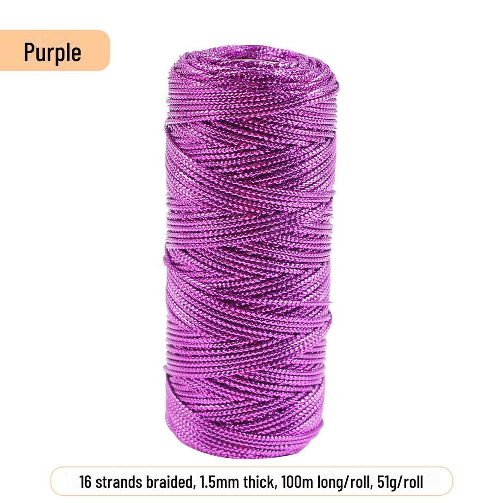 Золотая и серебряная веревка толщиной 1,5 мм для упаковки подарков и связывания букетов, 16 прядей