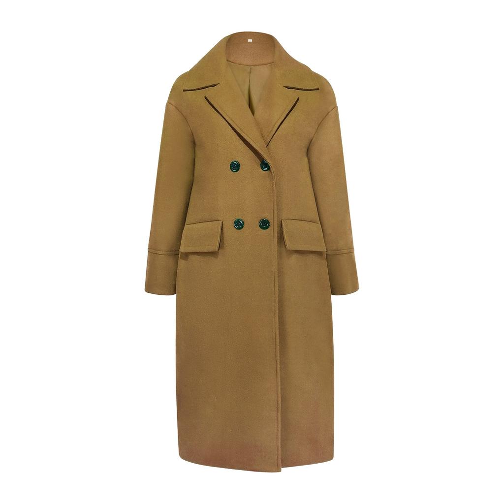 IHUASU Loose Winter Autumn Women's Tweed Jacket Warm Commuter Temperament Coat