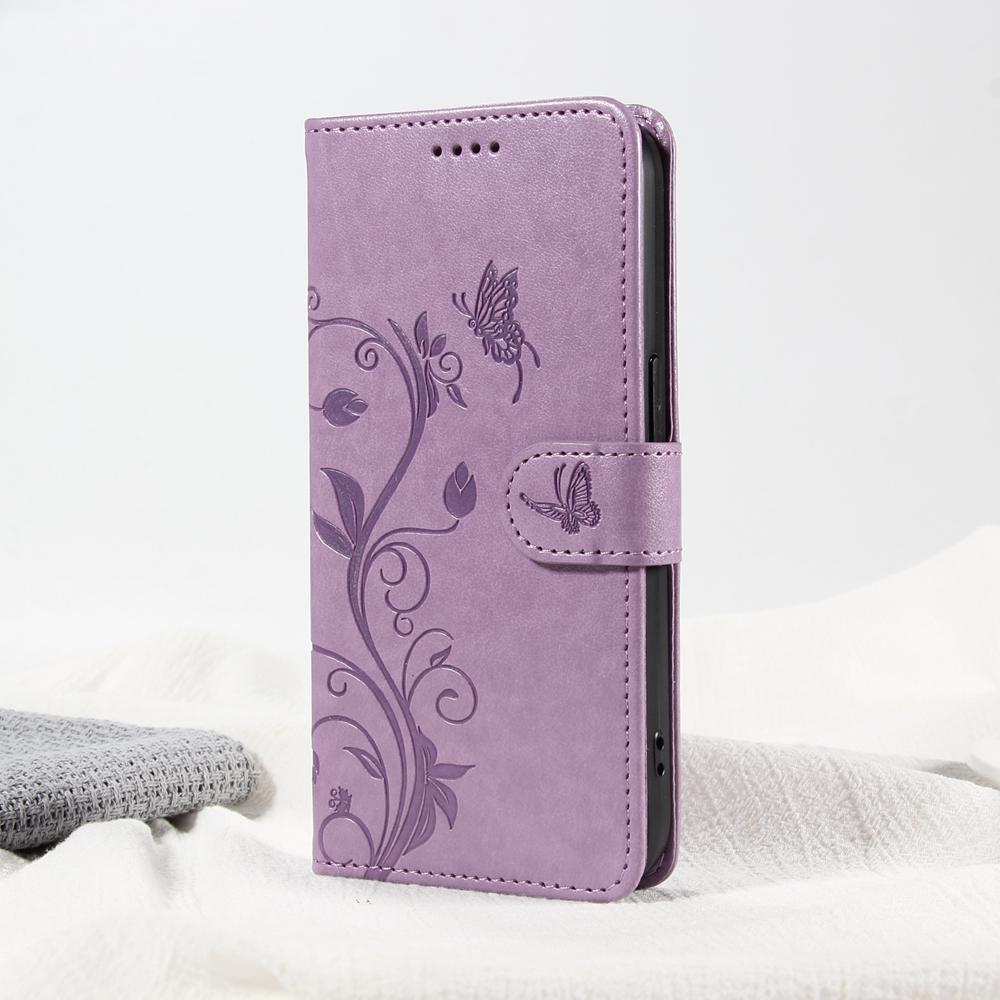 Кожаный чехол-книжка с рисунком «Цветок бабочки» для iPhone 17 Air 16 17e 16e 15 14 13 12 Mini 11 Pro Max Plus, кошелек-раскладушка, слот для карт, обложка-книга