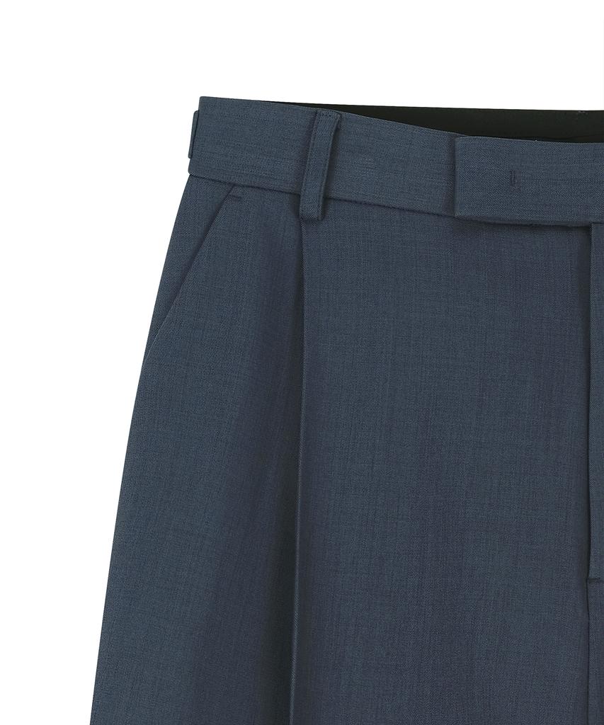 NOIRER 80S Classic One-Pleat Wide Slacks (Navy)