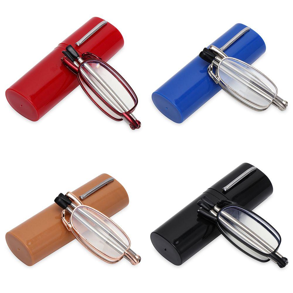 Eyeglasses with Tube Case Foldable Reading Glasses Computer Reading Eyeglasses Easy Carry