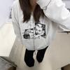 Oversized Hooded Zip-Up Sweatshirt Men Women Winter Casual Cotton Pullover With Distressed Detail