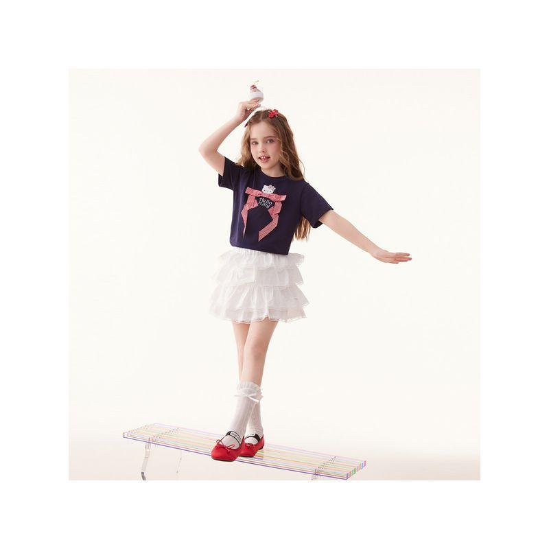 Hello Kitty Girls' Short-Sleeved T-Shirt 100% Cotton Bow Summer Short-Sleeved 2025 New Summer Top