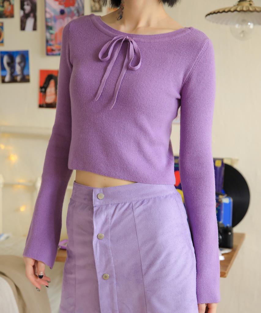 HIGH SCHOOL DISCO Wide Crop Knit Purple