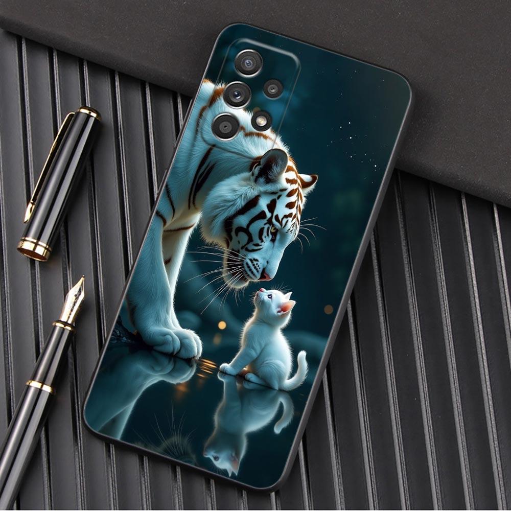 Чехол для телефона Волк Лев Кот для Samsung Galaxy A57 A56 A37 A55 A36 5G A26 A54 A52 A35 A34 A25 A17 A16 A15 A07 A06 Мягкий чехол