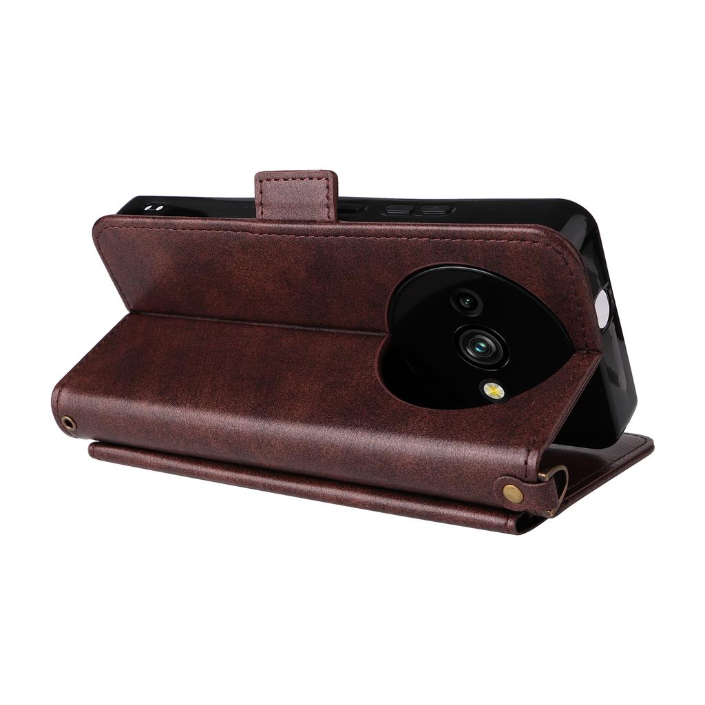 For Oukitel C59 Pro Leather Case Magnetic Closure Wallet Stand Phone Cover with Crossbody Strap