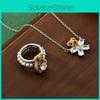 Velvet Highend Bear Necklace And Ring Set With Sparkling Gemstone Details For Ladies