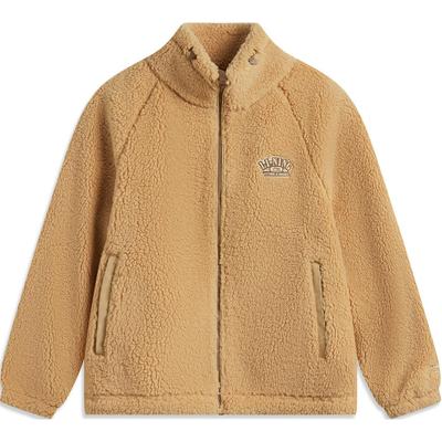 Li Ning Удобная повседневная минималистская флисовая куртка с воротником-стойкой на молнии для женщин Куртки чайно-коричневого цвета AFDUD66-2