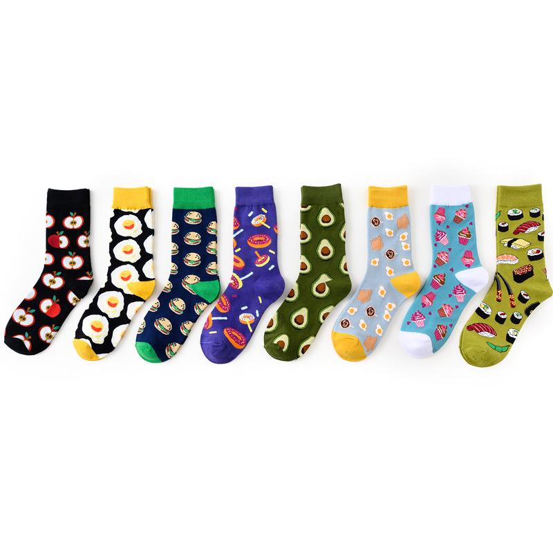 Women Socks Japanese Cotton Colorful Cartoon Cute Funny Sushi Hamburger Egg Avocado Socks for Girl