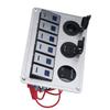 Панель переключателей Rocker Switch 6 Gang On Off Blue LED Light 2.1A Dual USB Charger Port Алюминиевый сплав для автомобиля