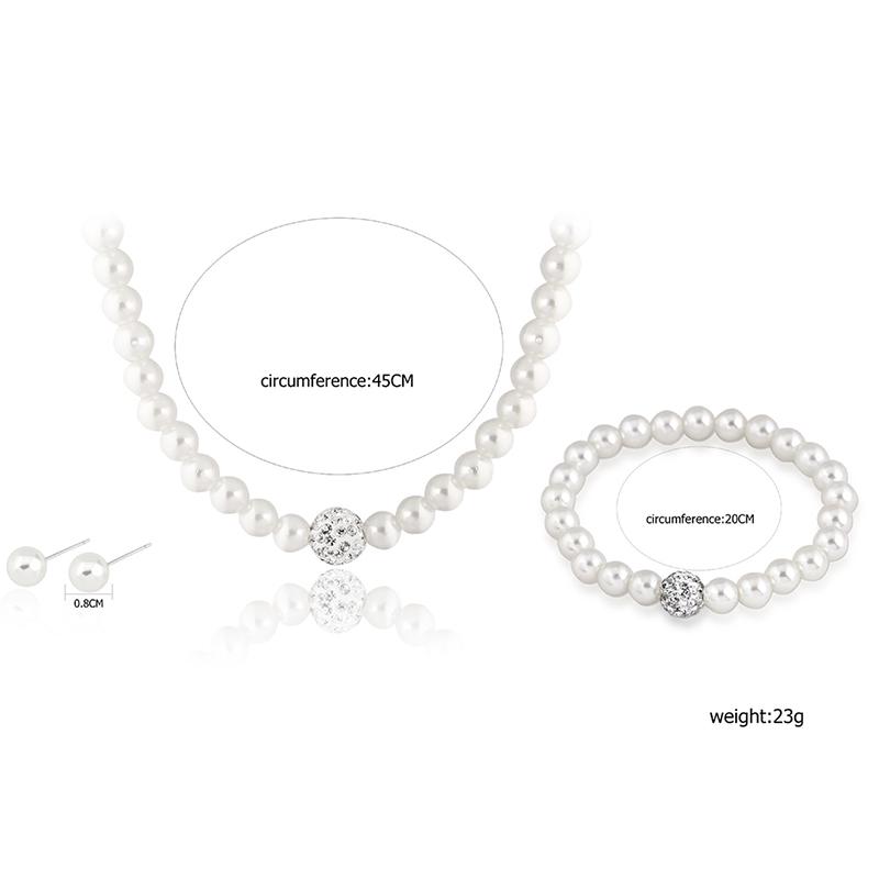 Женская мода белое роскошное жемчужное ожерелье серьги браслет набор