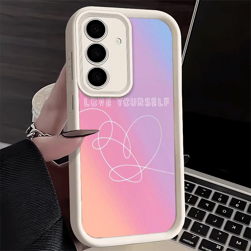 Чехол для телефона Samsung Galaxy A17 A16 A15 A14 A13 Love Yourself Цветок Сердце Линия Kpop A56 A36 A26 A55 A35 A25 A54 A34 A24 A53 A