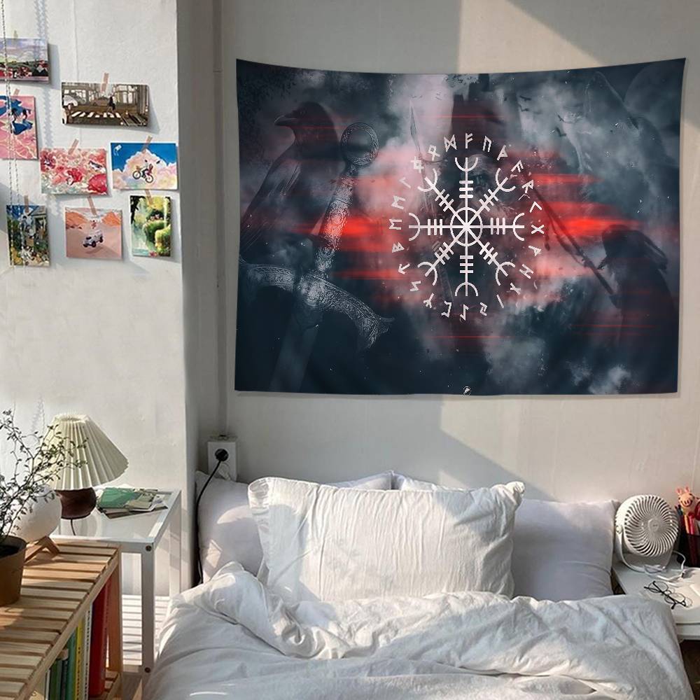 VViking Logo VVegvisir Luxury Hippie Wall Hanging Tapestries for Living Room Home Dorm Decor Art Home Decor