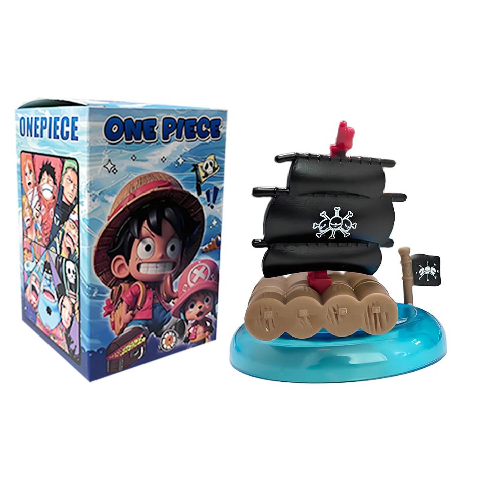 One Piece blind box 1-8pcs Anime Ship Figure Luffy Model Toy kawayi Mini Boat Pirate Ship Navy Going Merry Boat Assembled Model