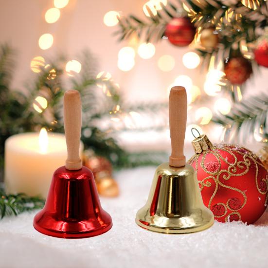 Hand Bell Iron Art Wooden Handle Bell Festival Decoration Hand Held Ringing Bell Christmas Party Service Bell Party Supplies