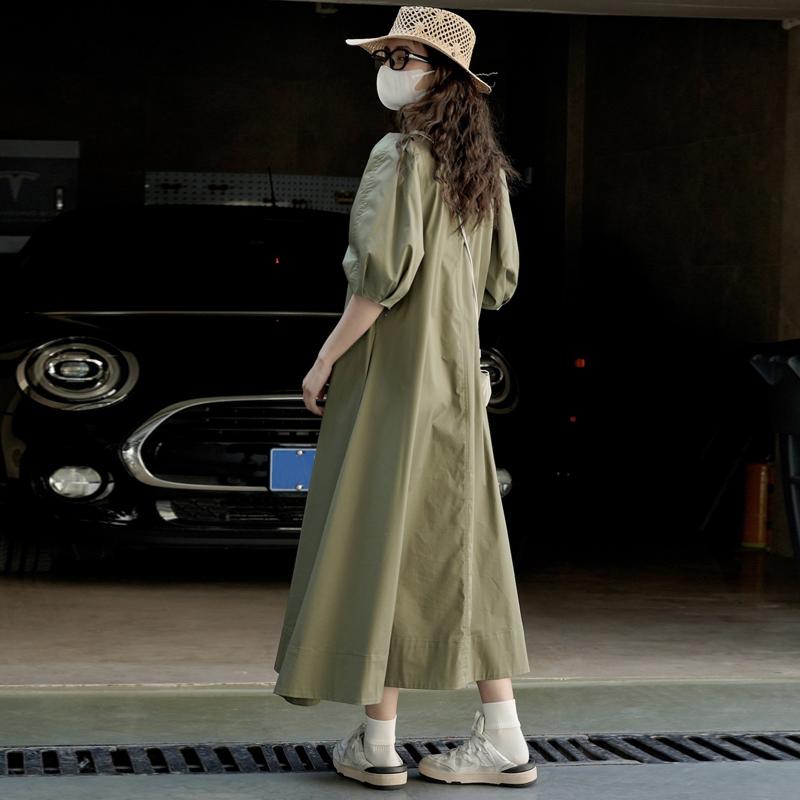 Johnature Летние корейские платья в стиле ленивого отпуска с пышными рукавами, повседневные простые свободные прямые длинные платья для женщин