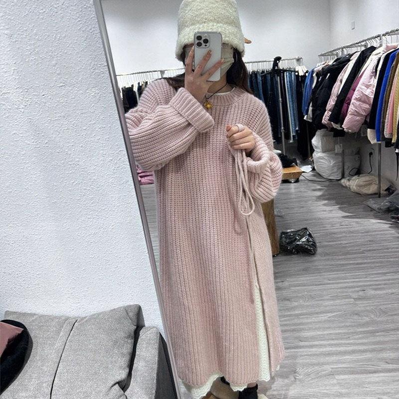 YYFS Женская мода повседневная осень-зима однотонный принт длинный рукав O-образный вырез свитера