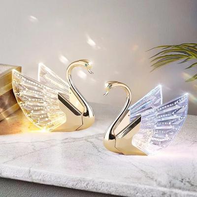 FSS Elegant Swan Алюминиевая акриловая прикроватная настольная лампа с теплым светом для успокаивающей атмосферы Декор для домашнего офиса Гостиная