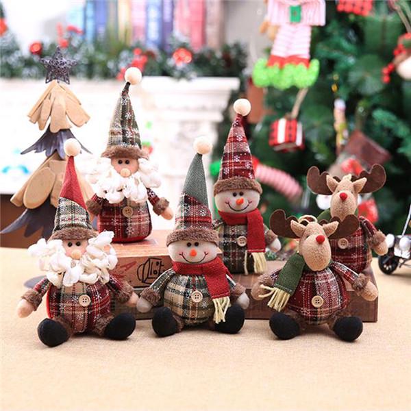 Home Christmas Decoration Cute Santa Snowman Deer Doll Ornament KTY