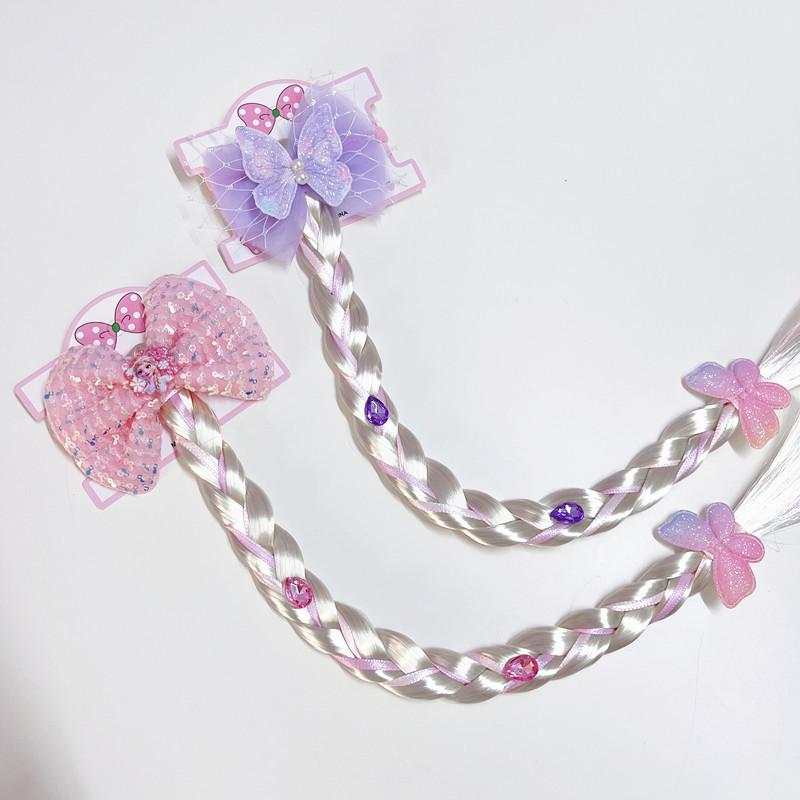 Детский милый парик-хвост с косичкой из сетки, украшенный морской звездой, жемчугом и бантом