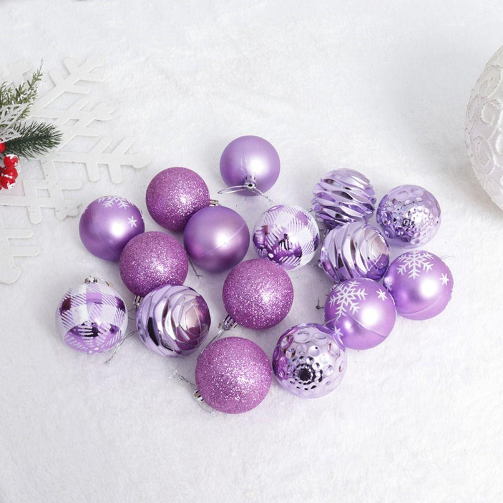 16pcs Shatterproof Painted Christmas Balls Set Plastic Xmas Tree Pendants  Holiday Party Ornament