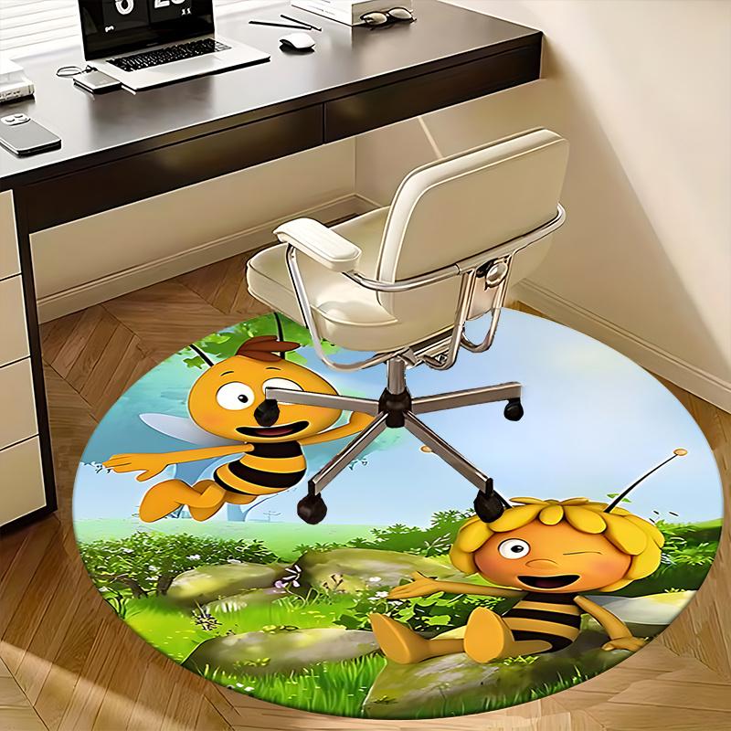 Bee themed Chair Mat Round Carpet for Home Decor, Office Use, Gift Idea Suitable for Bedrooms, Living Roomss0290b