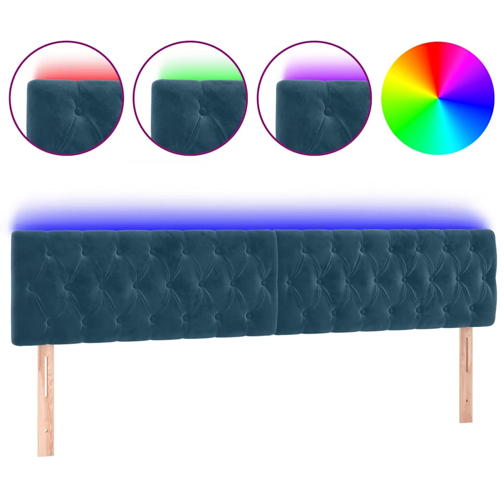 LED Headboard Dark Blue 180x7x78 88 cm Velvet
