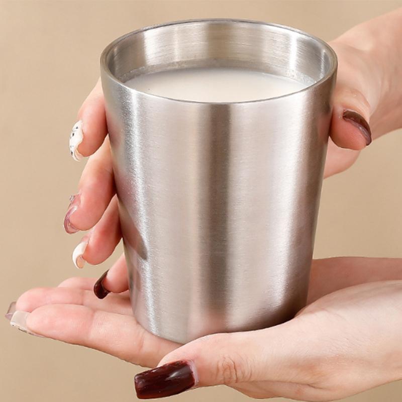 201Stainless Steel Cold Water Drinks Stackable Cup Double-Wall Beer Anti-Scalding Anti-Fall Cups Milk Mugsfor Kitchen Drinkware
