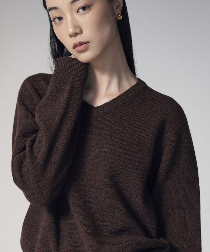 THEKNITCOMPANY (женщины) Шерстяной кашемировый свитер с V-образным вырезом 6 цветов