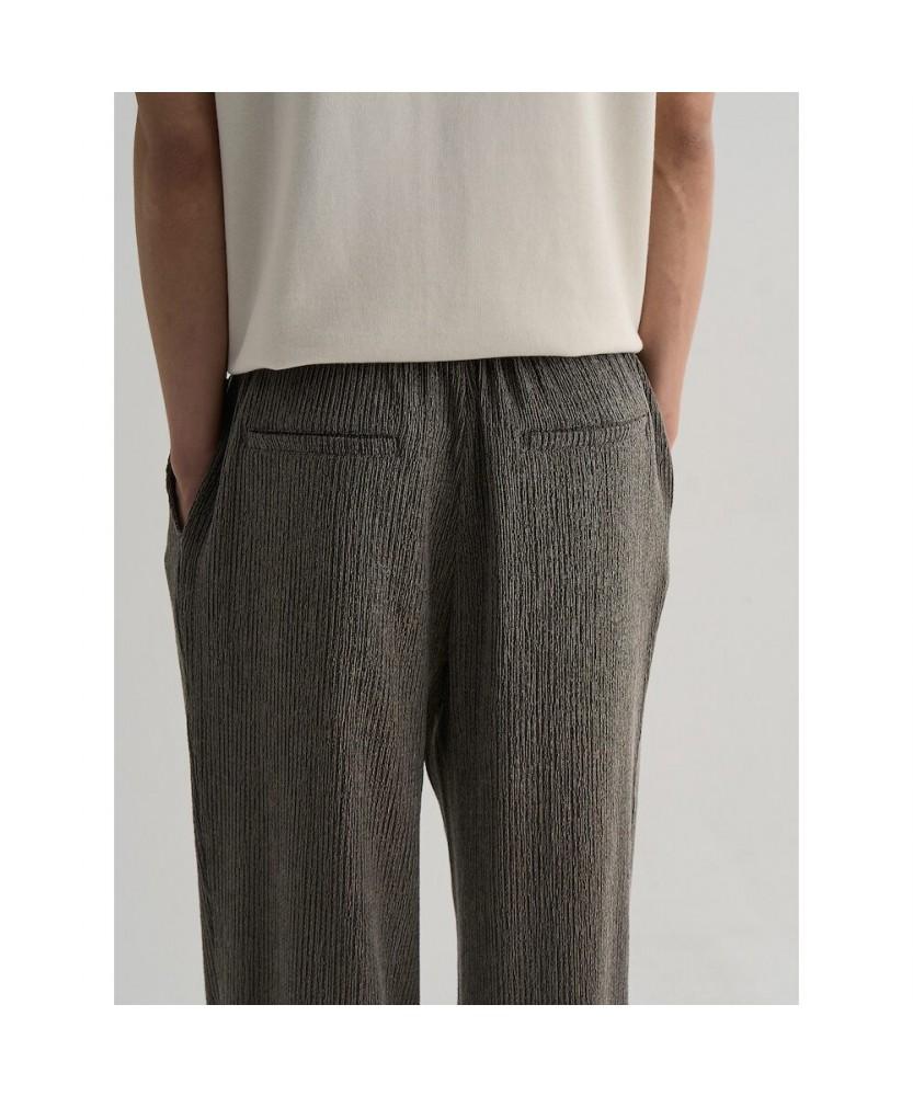 8SECONDS Two-Tone Crease Wide Fit Elastic Waist Pants - Khaki