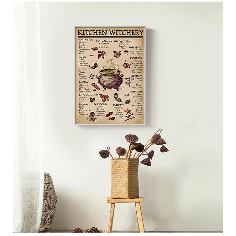 Funny Posters Prints Decoration Canvas Wall Pictures Home Decor Witches Magic Knowledge Art Painting Gifts Kitchen Witchery
