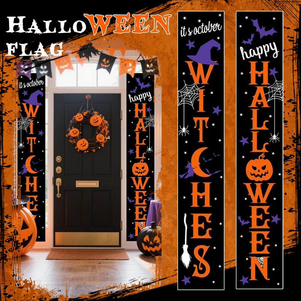 Баннер на дверь на Хэллоуин, Куплет с атмосферой ужаса на Хэллоуин, Декоративный подвесной флаг, Подходит для домашних вечеринок