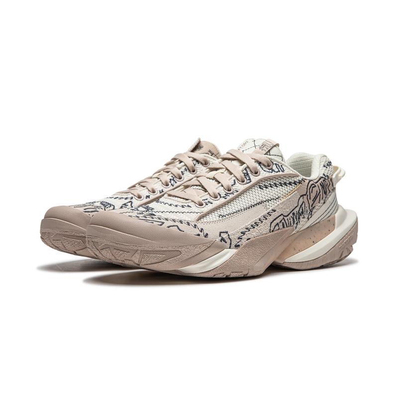 Li Ning CF Trail Series Удобные универсальные амортизирующие прочные низкие повседневные туфли для повседневной носки Унисекс повседневные туфли цвета "кремовый" черный AGLU149-3