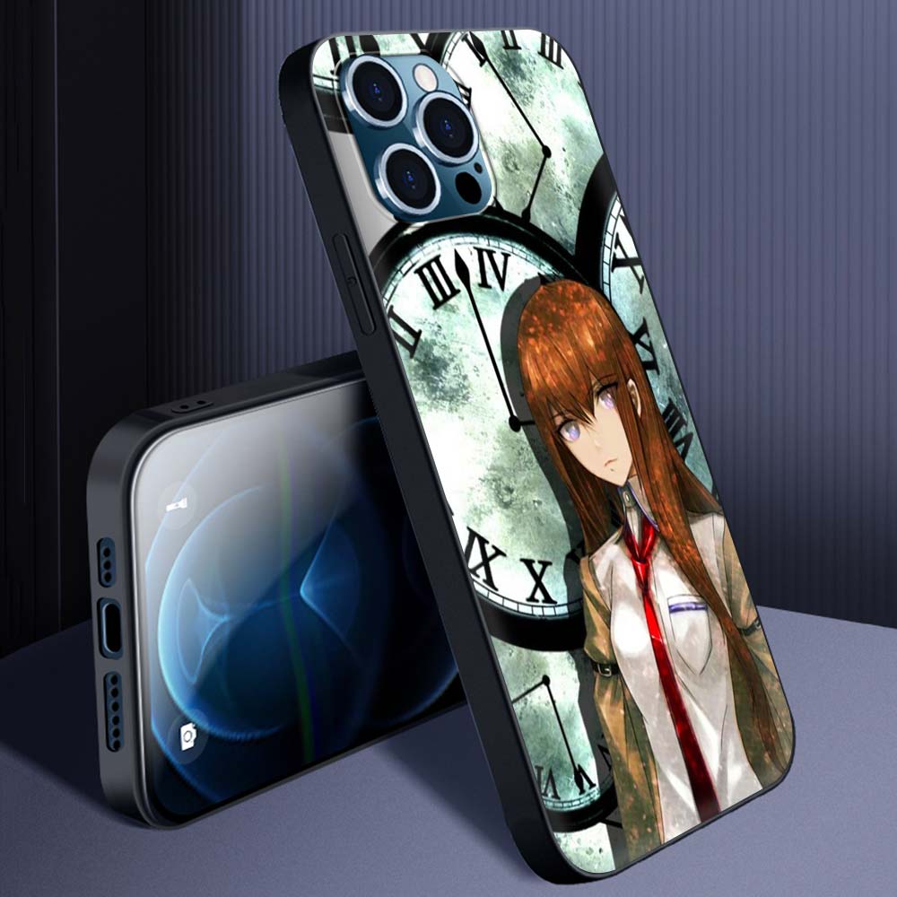 Роскошный чехол для телефона Steins Gate Okabe Anime Manga для iPhone 13 14 11 12 Pro Max 7 8 Plus SE X XR XS, мягкий черный чехол с полным покрытием