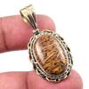 Natural Maryam Jasper 925 Solid Sterling Silver Gift TwoTone Pendant 1.50" U9c79