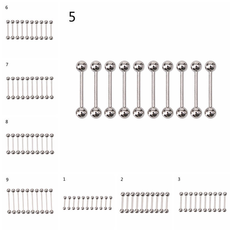 10 шт. нержавеющая сталь шарик язык пупок сосок штанга кольца стержни пирсинг тела