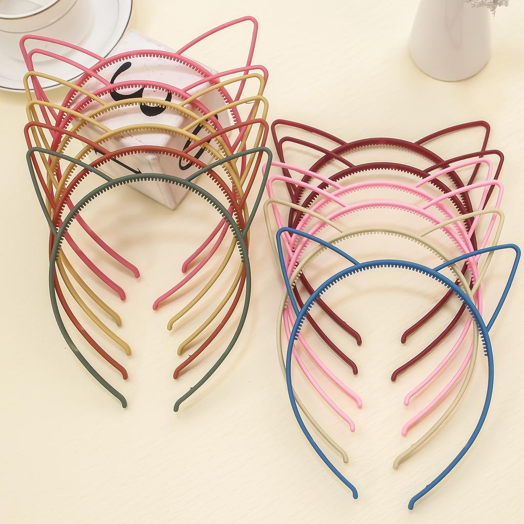 12pcs/set Girls Cat Ear Headbands Matte Cat Ears Headband Plastic Teeth Hairbands Family Decoration Party Hair Accessories