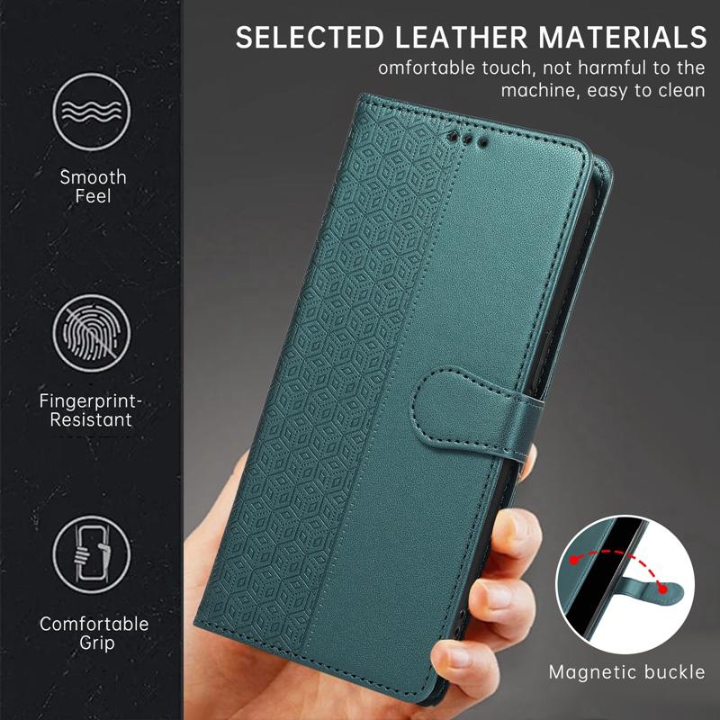 Магнитный чехол-бумажник с тиснением и геометрическим рисунком для iPhone Samsung Google Xiaomi Redmi, откидной кожаный чехол с отделениями для карт